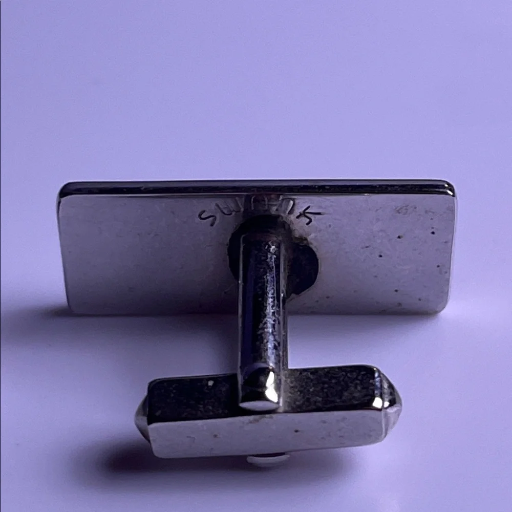 Vintage Swank mid century modernist silver tone cufflinks
